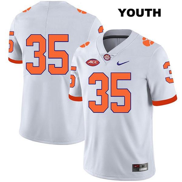 Youth Clemson Tigers #35 Justin Foster Stitched White Legend Authentic Nike No Name NCAA College Football Jersey JEP1246XN